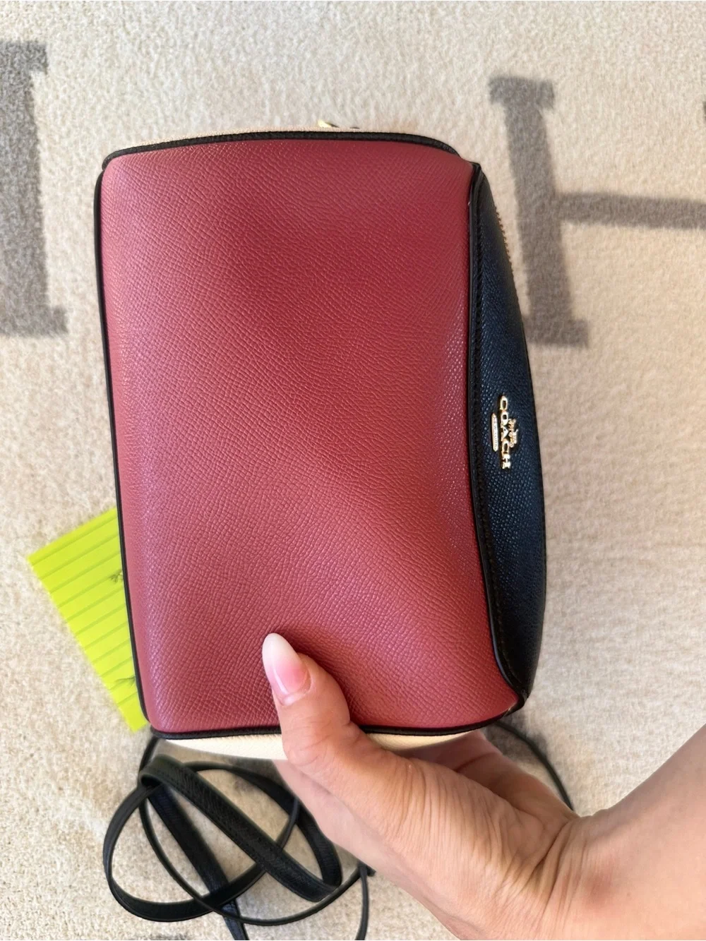 COACH Pink and Black Leather Crossbody with Gold Logo